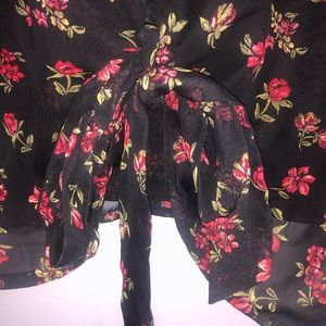 Black, red, and green, floral shirt!